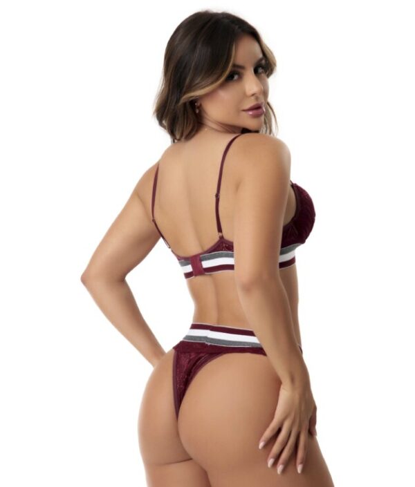 🌹 Conjunto Sensual com Elástico Listrado – Grizelda - Imagem 5