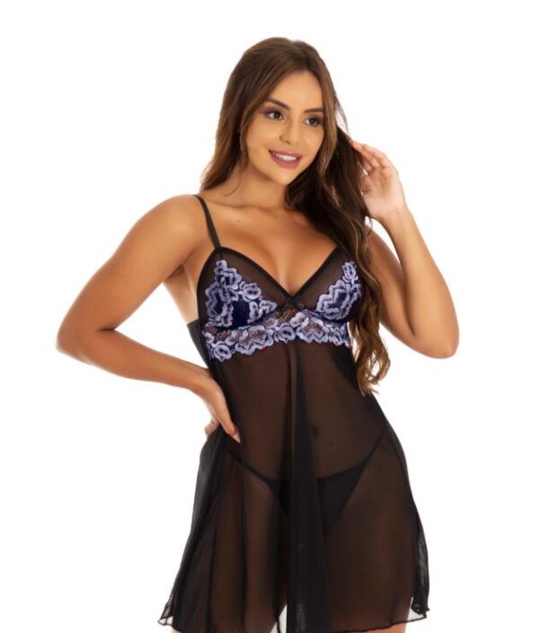 🌹 Camisola com Renda Bicolor – Geisa | Sensualidade & Sofisticação - Imagem 4