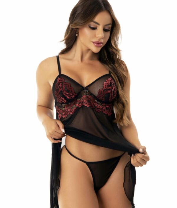 🌹 Camisola com Renda Bicolor – Geisa | Sensualidade & Sofisticação - Imagem 3