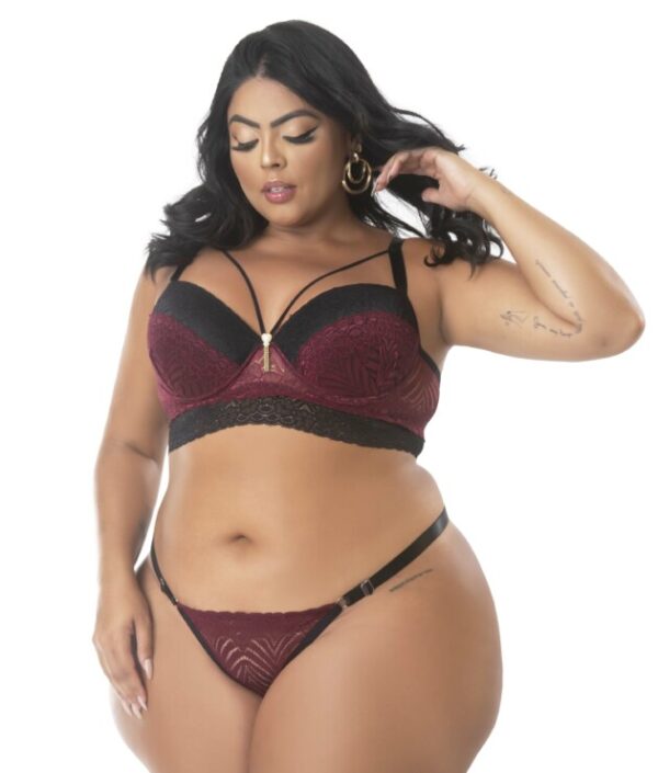 🌹 Conjunto Plus Size Strappy com Renda  Sensualidade, Conforto e Poder - Imagem 4